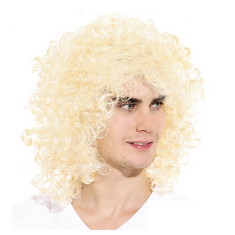 Br Costumes Mens Long Curly Wig For Party Fancy Hair Rock 70S 80S Blonde Wigs Facial Hair