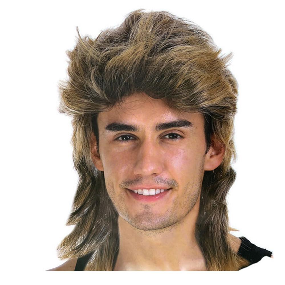 Br Costumes Mullet Wig Hair Party Dress Up 70S 80S Aussie Bogan Rock Golden Blonde Wigs Facial Hair