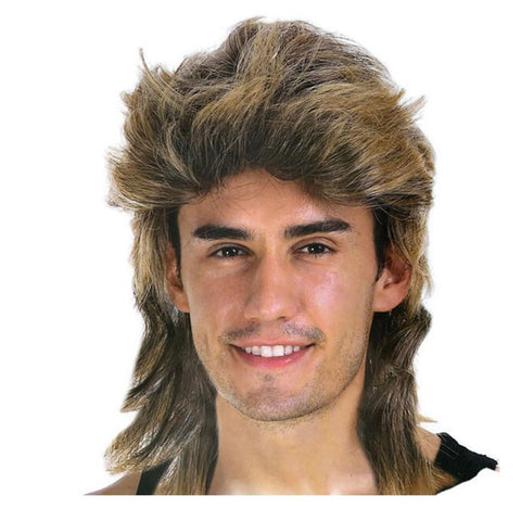 Br Costumes Mullet Wig Hair Party Dress Up 70S 80S Aussie Bogan Rock Golden Blonde Wigs Facial Hair