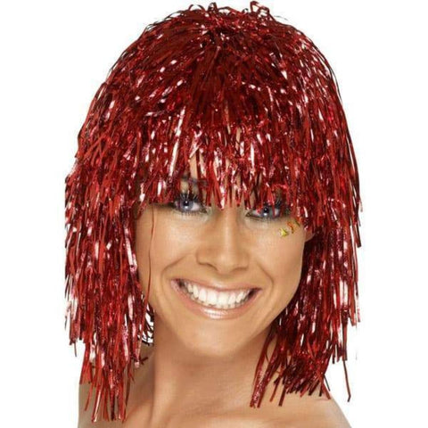 Br Costumes Tinsel Metallic Wig 70S 50S 20S Mens Womens Unisex Disco Fancy Dress Up Red Wigs Facial Hair