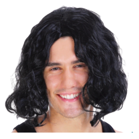 Br Costumes Mens Wavy Wig Curly Long Hair Disco Punk Rock Party 60S 70S Black Wigs Facial Hair