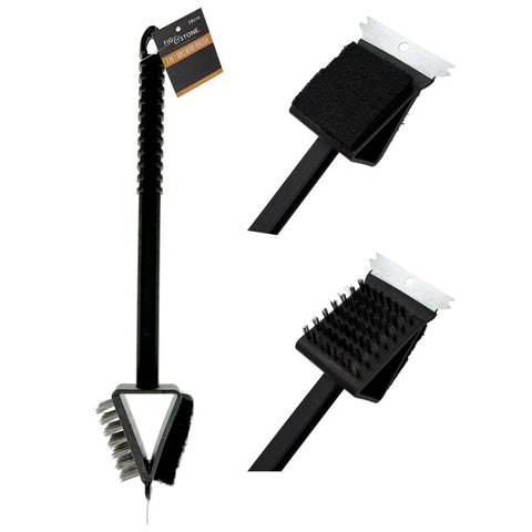3 In 1 Double Sided Bbq Grill Cleaning Brush 38Cm Heavy Duty Wire Bristles & Scraper Cleaning Brushes