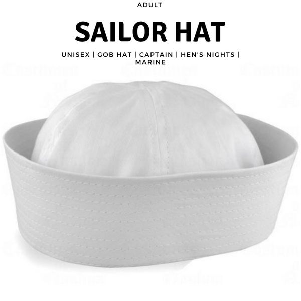 Br Costumes Adult White Sailor Hat Marine Unisex Gob Captain Navy Hen's Night Doughboy Hats