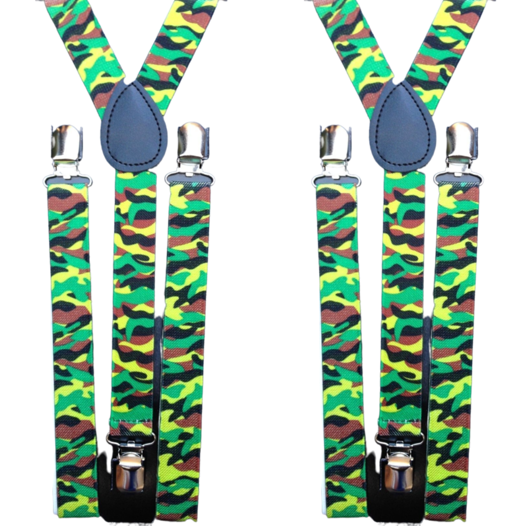 Br Costumes 2X Mens Suspenders Braces Adjustable Strong Clip On Elastic Formal Wedding Slim Army Camouflage Suspenders/Braces