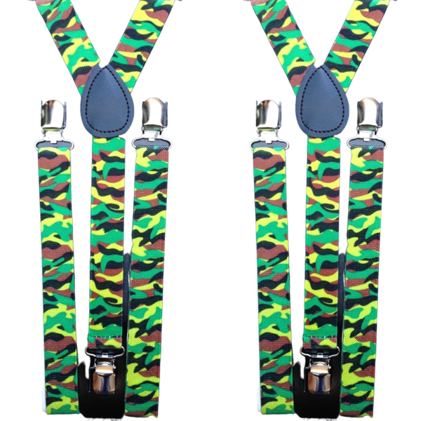 Br Costumes 2X Mens Suspenders Braces Adjustable Strong Clip On Elastic Formal Wedding Slim Army Camouflage Suspenders/Braces
