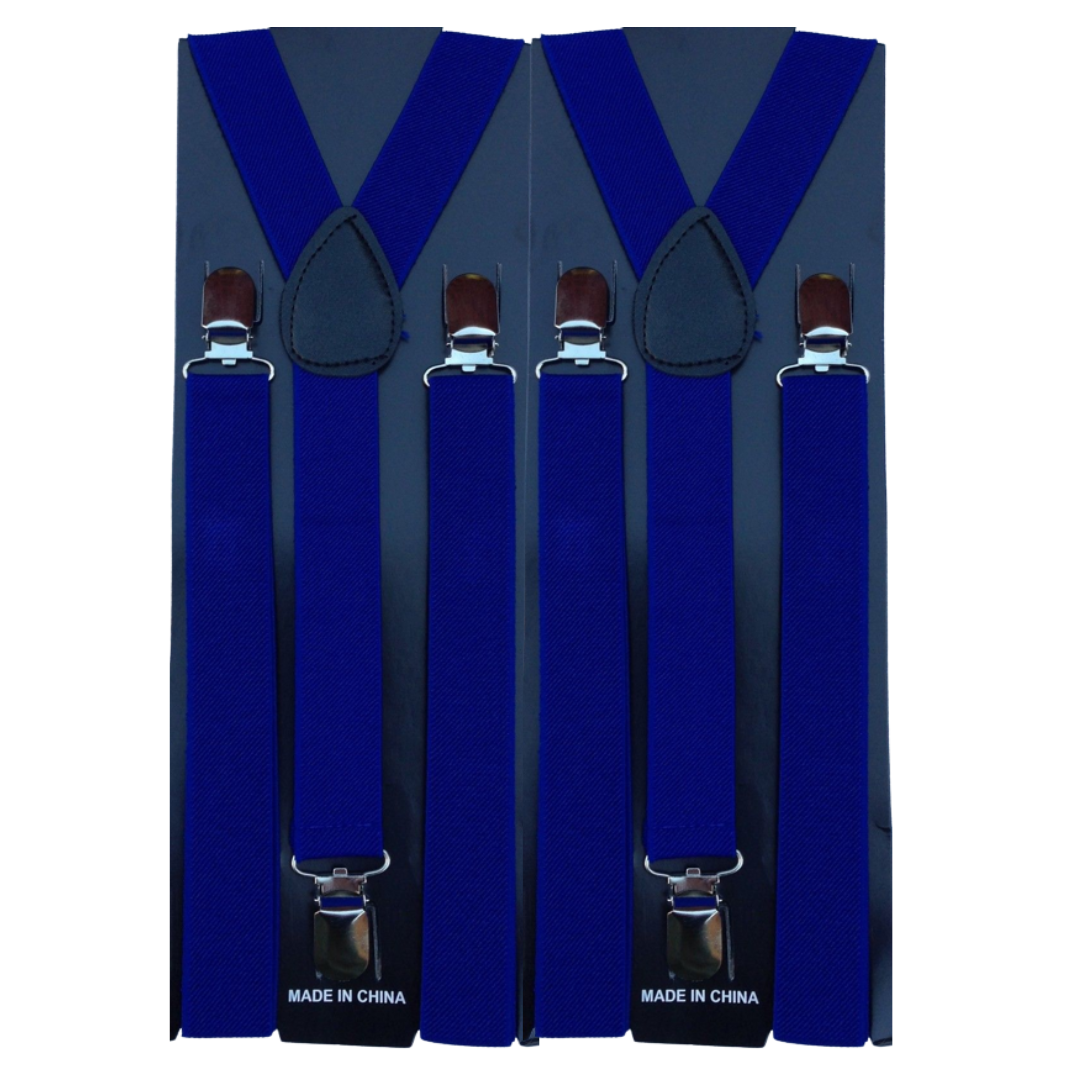Br Costumes 2X Mens Suspenders Braces Adjustable Strong Clip On Elastic Formal Wedding Slim Blue Suspenders/Braces