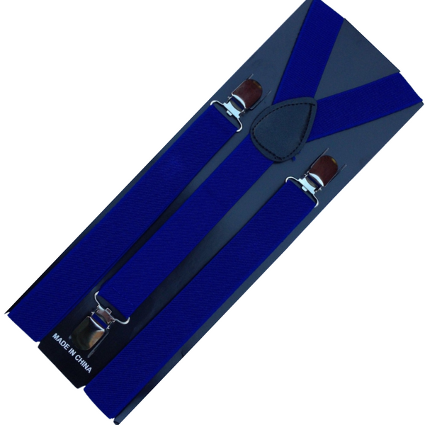 Br Costumes 2X Mens Suspenders Braces Adjustable Strong Clip On Elastic Formal Wedding Slim Blue Suspenders/Braces