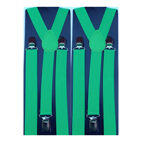 Br Costumes 2X Mens Suspenders Braces Adjustable Strong Clip On Elastic Formal Wedding Slim Green Suspenders/Braces