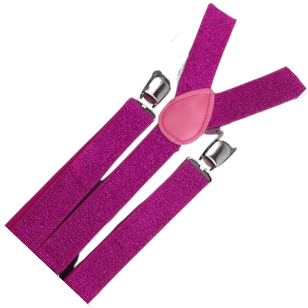 Br Costumes 2X Mens Suspenders Braces Adjustable Strong Clip On Elastic Formal Wedding Slim Hot Pink (Glitter) Suspenders/Braces