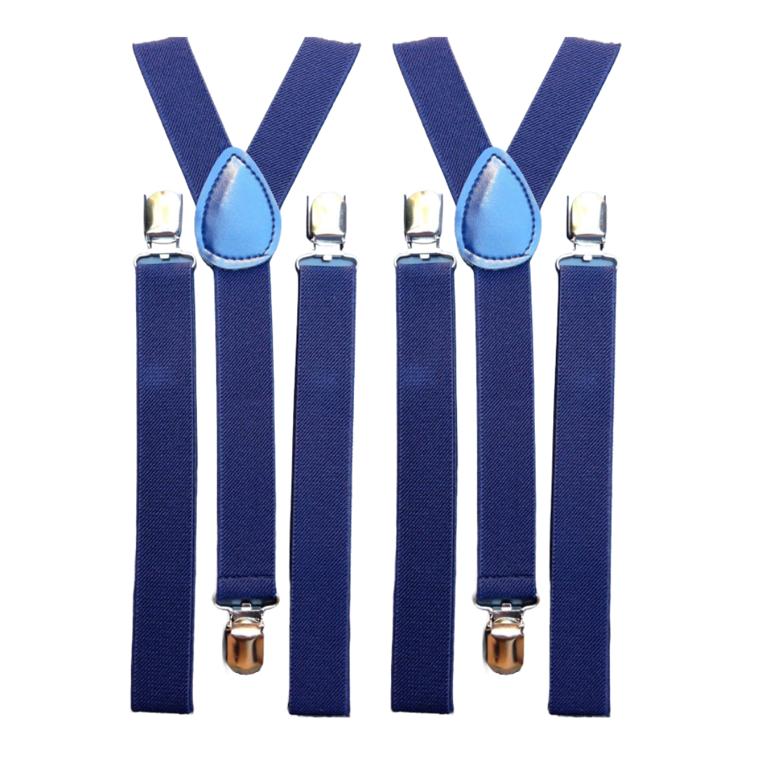 Br Costumes 2X Mens Suspenders Braces Adjustable Strong Clip On Elastic Formal Wedding Slim Navy Blue Suspenders/Braces