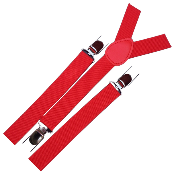 Br Costumes 2X Mens Suspenders Braces Adjustable Strong Clip On Elastic Formal Wedding Slim Red Suspenders/Braces