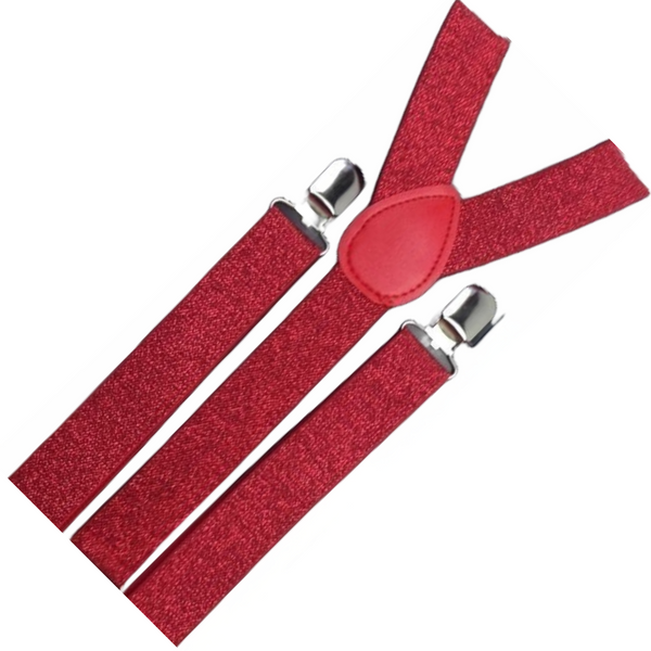 Br Costumes 2X Mens Suspenders Braces Adjustable Strong Clip On Elastic Formal Wedding Slim Red (Glitter) Suspenders/Braces