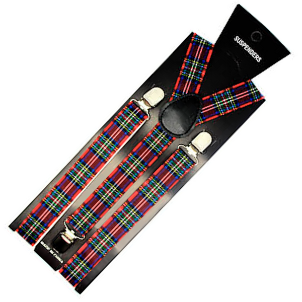 Br Costumes 2X Mens Suspenders Braces Adjustable Strong Clip On Elastic Formal Wedding Slim Tartan Suspenders/Braces
