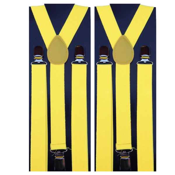 Br Costumes 2X Mens Suspenders Braces Adjustable Strong Clip On Elastic Formal Wedding Slim Yellow Suspenders/Braces