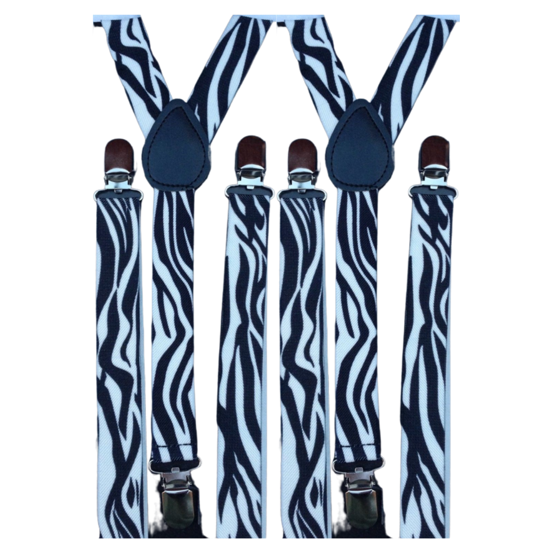 Br Costumes 2X Mens Suspenders Braces Adjustable Strong Clip On Elastic Formal Wedding Slim Zebra Suspenders/Braces