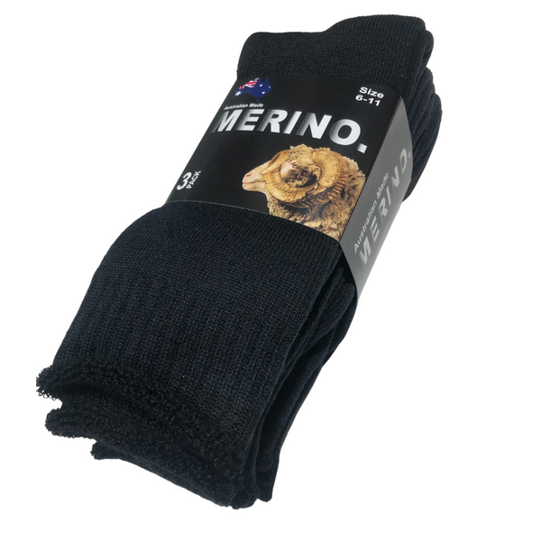 Br Apparel 3 Pairs Merino Wool Mens Heavy Duty Premium Thick Work Cushion Socks