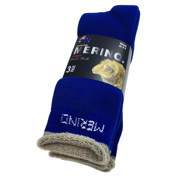 Br Apparel 3 Pairs Merino Wool Mens Heavy Duty Premium Thick Work Cushion Socks