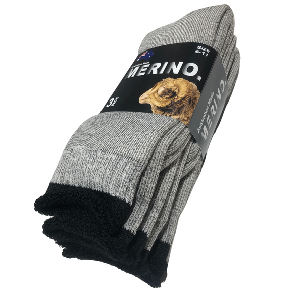 Br Apparel 3 Pairs Merino Wool Mens Heavy Duty Premium Thick Work Cushion Socks