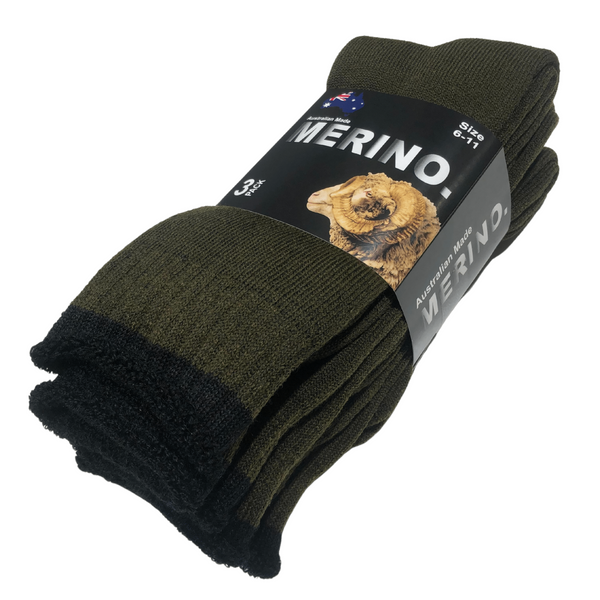 Br Apparel 3 Pairs Merino Wool Mens Heavy Duty Premium Thick Work Cushion Socks