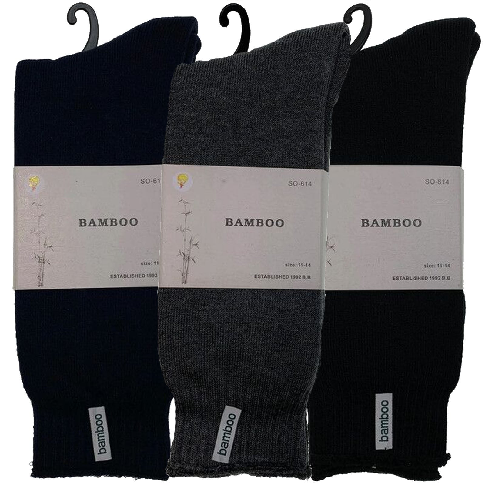 3 Pairs Premium Bamboo Mens Heavy Duty Thick Work Bulk Cushion Assorted Colour Pack 11 14 Socks