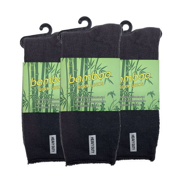 3 Pairs Premium Bamboo Mens Heavy Duty Thick Work Bulk Cushion Assorted Colour Pack 11 14 Socks