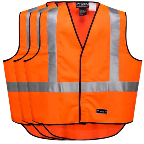 Huski 3X Hi Vis Patrol Vest 3M Tape Safety Workwear High Visibility Bulk Orange 3Xl Safety & Reflective Gear
