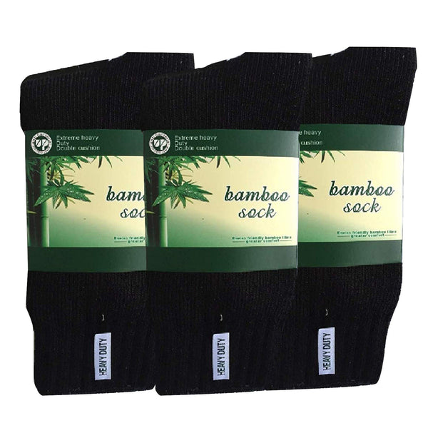 Br Apparel 3 Pairs Bamboo Mens Heavy Duty Premium Thick Work Cushion Black Size 11 14 Socks