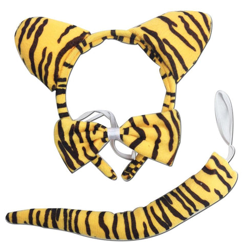3Pcs Set Animal Costume Dress Up Party Bow Tie Tail Ears Book Week Tiger Unisex Costumes