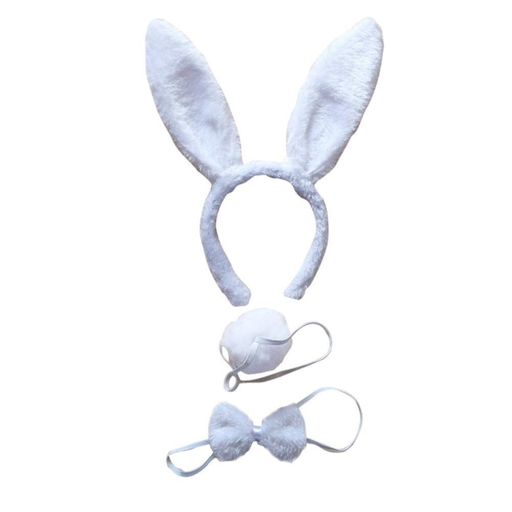 3Pcs Set Animal Costume Dress Up Party Bow Tie Tail Ears Book Week White Rabbit Unisex Costumes