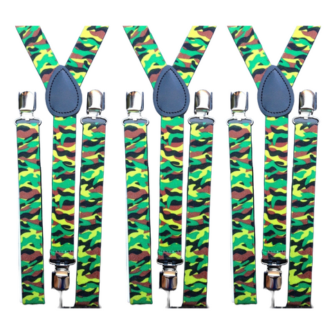 Br Costumes 3X Mens Suspenders Braces Adjustable Strong Clip On Elastic Formal Wedding Slim Army Camouflage 2 Suspenders/Braces