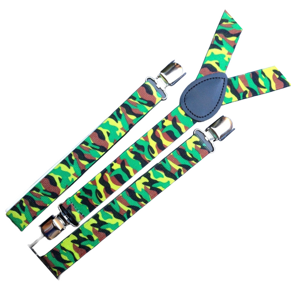 Br Costumes 3X Mens Suspenders Braces Adjustable Strong Clip On Elastic Formal Wedding Slim Army Camouflage 2 Suspenders/Braces