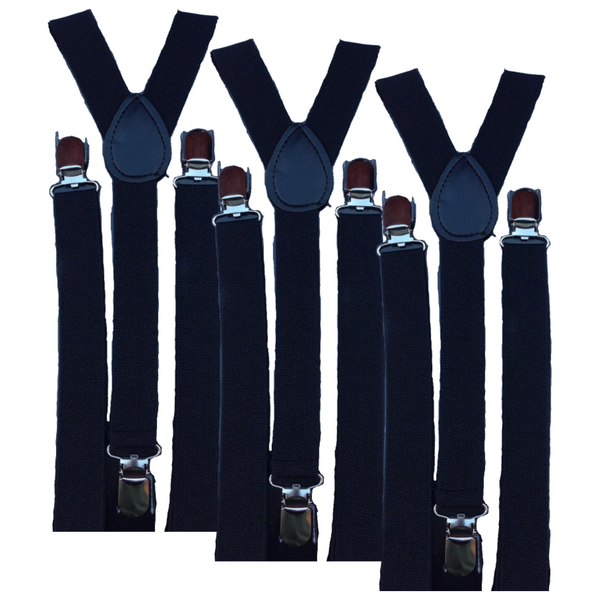 Br Costumes 3X Mens Suspenders Braces Adjustable Strong Clip On Elastic Formal Wedding Slim Black Suspenders/Braces