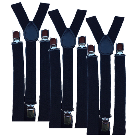 Br Costumes 3X Mens Suspenders Braces Adjustable Strong Clip On Elastic Formal Wedding Slim Black Suspenders/Braces