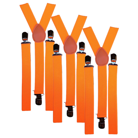 Br Costumes 3X Mens Suspenders Braces Adjustable Strong Clip On Elastic Formal Wedding Slim Fluro Orange Suspenders/Braces