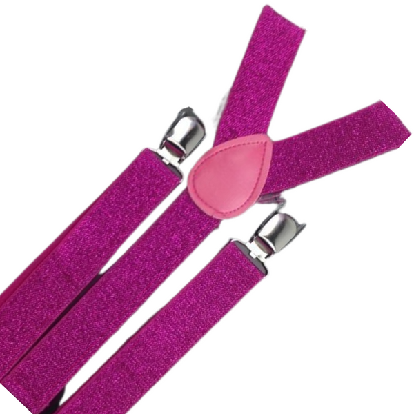 Br Costumes 3X Mens Suspenders Braces Strong Clip On Elastic Formal Wedding Slim Hot Pink (Glitter) Suspenders/Braces