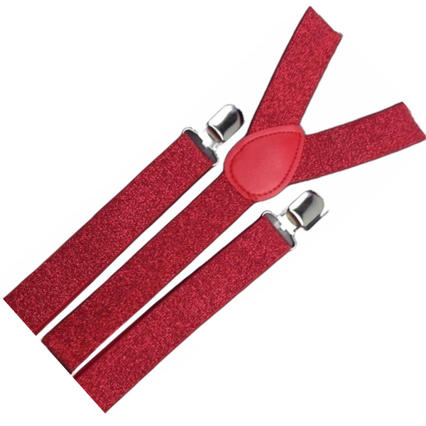 Br Costumes 3X Mens Suspenders Braces Adjustable Strong Clip On Elastic Formal Wedding Slim Red (Glitter) Suspenders/Braces