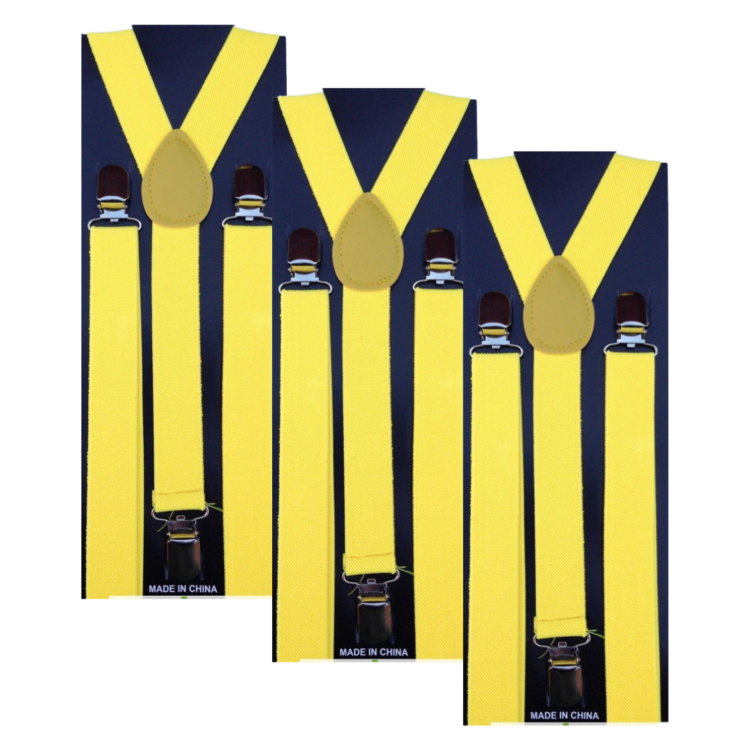 Br Costumes 3X Mens Suspenders Braces Adjustable Strong Clip On Elastic Formal Wedding Slim Yellow Suspenders/Braces