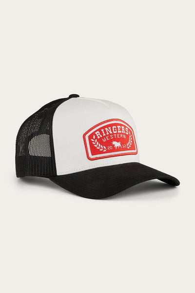 Ringers Western Wheatbelt Trucker Baseball Cap Hat In White/Red Hats & Headwear