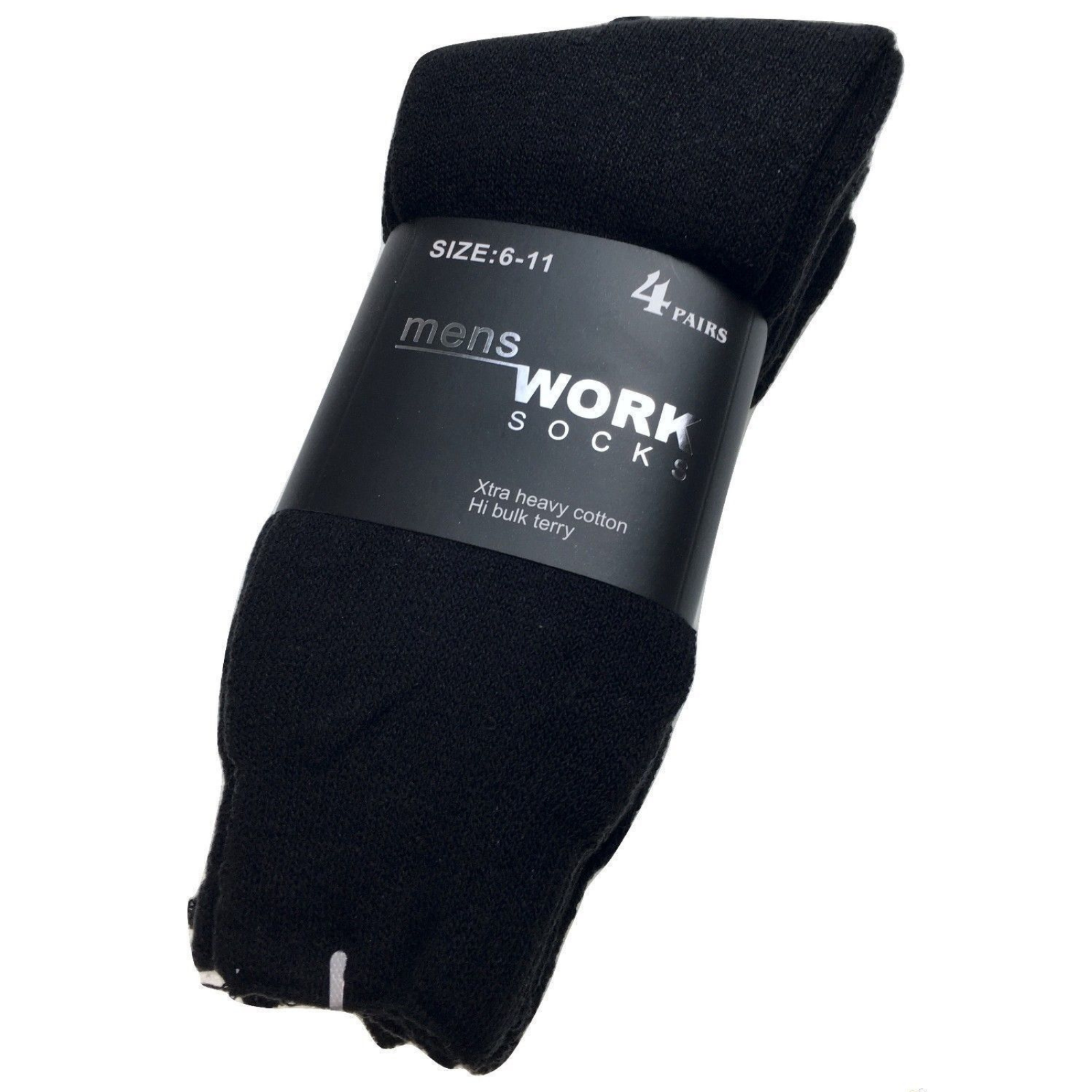Br Apparel 4 Pairs Thick Work Terry Cotton Extra Heavy Duty Outdoor Warm Mens Crew Black 6 11 Socks