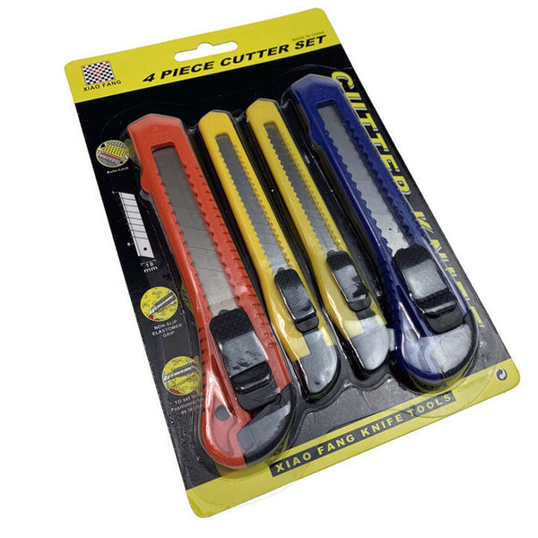 Br Tools 4Pcs Box Cutter Knife Retractable Blade Snap Off Razor Durable Opener 18Mm Cutters & Trimmers