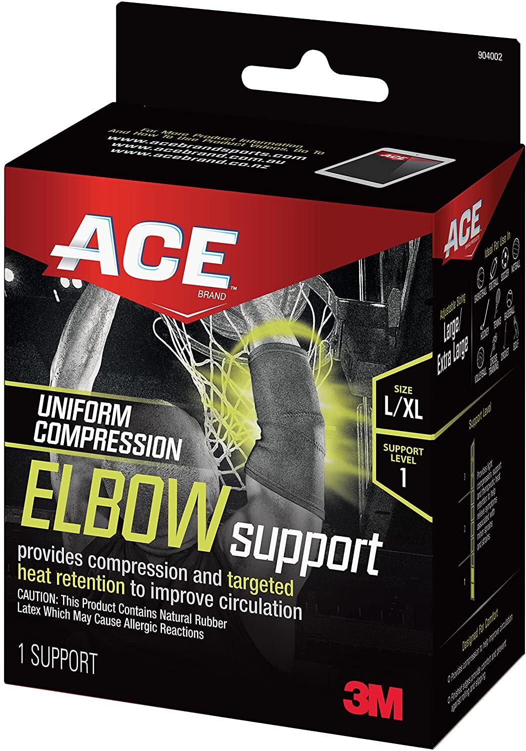 Ace 3M Compression Elbow Support Sleeve Large X Compression & Base Layers