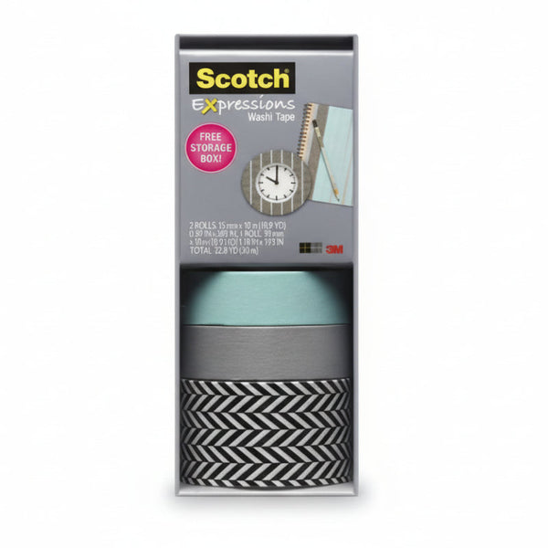 3M Expressions Washi Tape 2 Rolls 15Mm X 10M 30Mm Sticky Tape