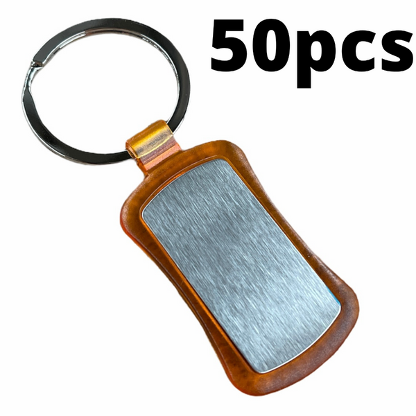 Br 50X Duo Key Tag Ring Keyring School Bag Badge Bulk Orange Keyrings