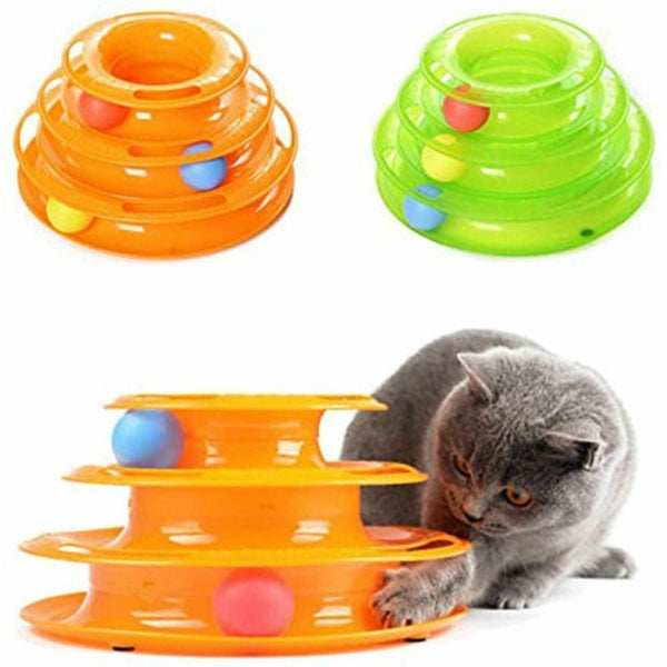 Br Toys Funny Cat Plastic Tower Interactive Track Ball Playing Game Assorted Colours Outdoor Toy Balls