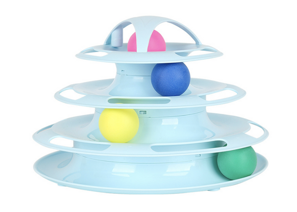 Br Toys Funny Cat Plastic Tower Interactive Track Ball Playing Game Assorted Colours Outdoor Toy Balls
