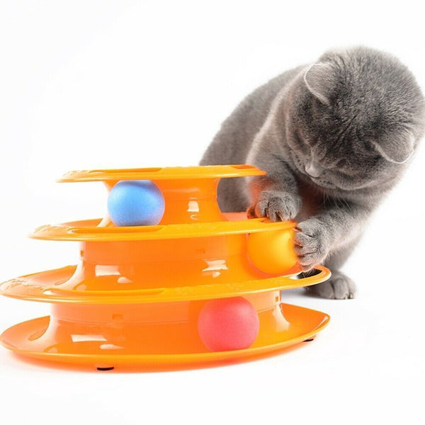 Br Toys Funny Cat Plastic Tower Interactive Track Ball Playing Game Assorted Colours Outdoor Toy Balls