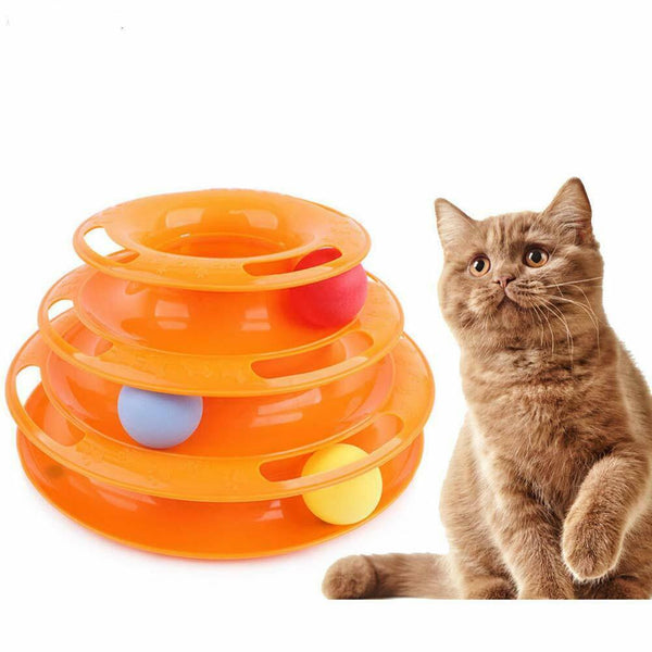 Br Toys Funny Cat Plastic Tower Interactive Track Ball Playing Game Assorted Colours Outdoor Toy Balls