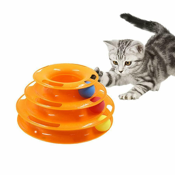 Br Toys Funny Cat Plastic Tower Interactive Track Ball Playing Game Assorted Colours Outdoor Toy Balls