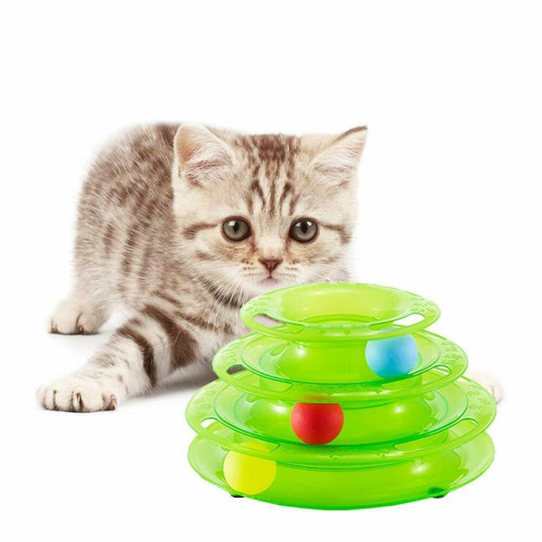 Br Toys Funny Cat Plastic Tower Interactive Track Ball Playing Game Assorted Colours Outdoor Toy Balls