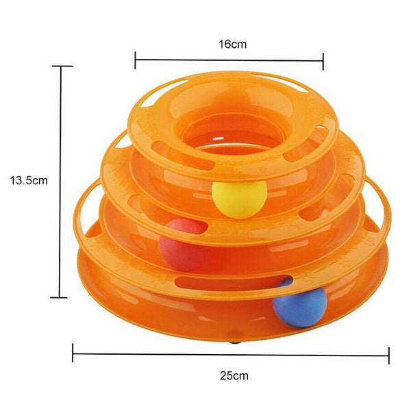 Br Toys Funny Cat Plastic Tower Interactive Track Ball Playing Game Assorted Colours Outdoor Toy Balls